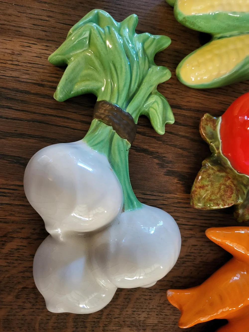 Vintage Hand Painted Ceramic Vegetables Set 3D 1970's Wall Art MCM